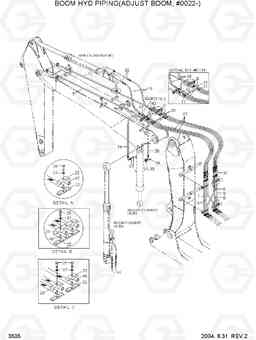 3505 BOOM HYD PIPING(ADJUST BOOM, #0022-) R170W-7, Hyundai