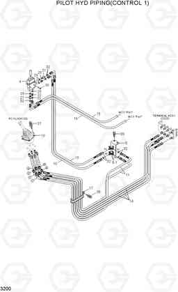 3200 PILOT HYD PIPING(CONTROL 1) R170W-7A, Hyundai