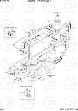 3400 LOWER HYD PIPING 1 R170W-7A, Hyundai