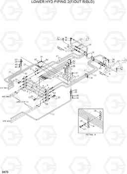 3470 LOWER HYD PIPING 2(F/OUT R/BLD) R170W-7A, Hyundai