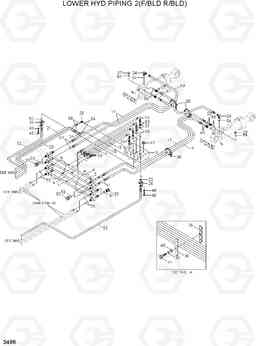 3496 LOWER HYD PIPING 2(F/BLD R/BLD) R170W-7A, Hyundai