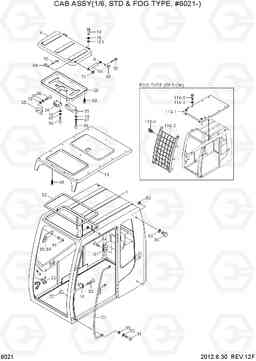 6021 CAB ASSY(1/6, STD & FOG TYPE, #0136-) R170W-7A, Hyundai
