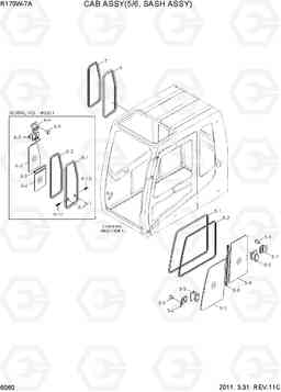 6060 CAB ASSY(5/6, SASH ASSY) R170W-7A, Hyundai