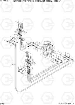 3160 UPPER HYD PIPING 2(ADJUST BOOM, #0005-) R170W-9, Hyundai