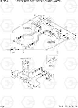 3420 LOWER HYD PIPING(REAR BLADE, -#0089) R170W-9, Hyundai