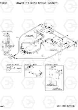 3440 LOWER HYD PIPING 1(F/OUT, R/BLADE) R170W-9, Hyundai