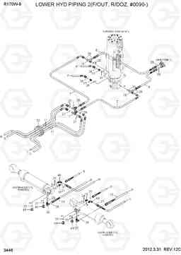 3446 LOWER HYD PIPING 2(F/OUT, R/DOZ, #0090-) R170W-9, Hyundai