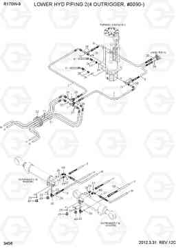 3456 LOWER HYD PIPING 2(4-OUTRIGGER, #0090-) R170W-9, Hyundai