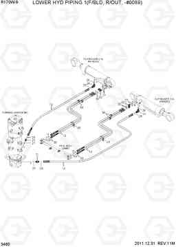 3460 LOWER HYD PIPING 1(F/BLD, R/OUT, -#0089) R170W-9, Hyundai