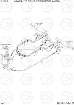 3461 LOWER HYD PIPING 1(F/BLD, R/OUT, #0090-) R170W-9, Hyundai