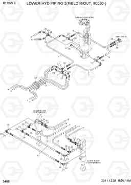 3466 LOWER HYD PIPING 2(F/BLD, R/OUT, #0090-) R170W-9, Hyundai