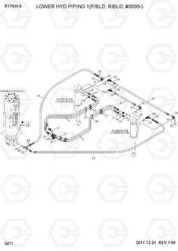 3471 LOWER HYD PIPING 1(F/BLD, R/BLD, #0090-) R170W-9, Hyundai