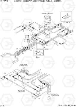 3475 LOWER HYD PIPING 2(F/BLD, R/BLD, -#0089) R170W-9, Hyundai