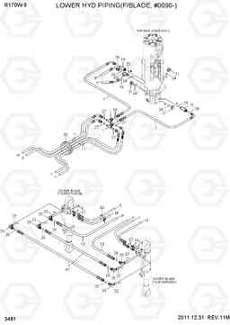 3481 LOWER HYD PIPING(F/BLADE, #0090-) R170W-9, Hyundai