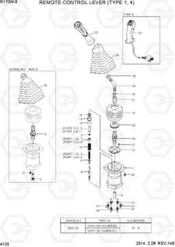 4120 REMOTE CONTROL LEVER (TYPE 1, 4) R170W-9, Hyundai