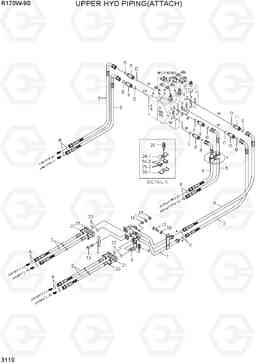 3110 UPPER HYD PIPING(ATTACH) R170W-9S, Hyundai