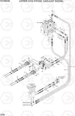 3150 UPPER HYD PIPING 1(ADJUST BOOM) R170W-9S, Hyundai