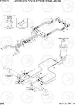 3440 LOWER HYD PIPING 1(F/OUT, R/BLD, -#0066) R170W-9S, Hyundai