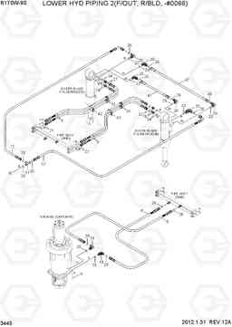3445 LOWER HYD PIPING 2(F/OUT, R/BLD, -#0066) R170W-9S, Hyundai