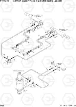 3455 LOWER HYD PIPING 2(4-OUTRIGGER, -#0066) R170W-9S, Hyundai