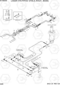 3460 LOWER HYD PIPING 1(F/BLD, R/OUT, -#0066) R170W-9S, Hyundai