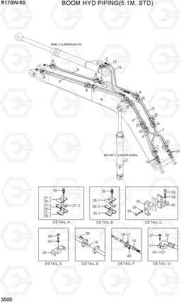 3500 BOOM HYD PIPING(5.1M, STD) R170W-9S, Hyundai