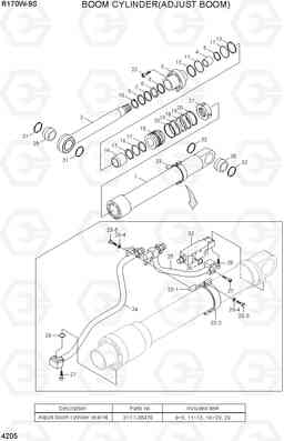 4205 BOOM CYLINDER(ADJUST BOOM) R170W-9S, Hyundai