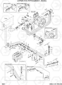 2041 UPPER HYD PIPING(#0007-, BASE) R180LC-3, Hyundai