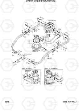 2043 UPPER HYD PIPING(TRAVEL) R180LC-3, Hyundai