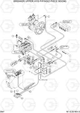 2047 BREAKER UPPER HYD PIPING(2 PIECE BOOM) R180LC-3, Hyundai