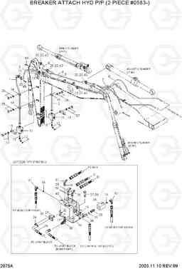 2075A BREAKER ATTACH HYD PIPING(2 PIECE #583-) R180LC-3, Hyundai