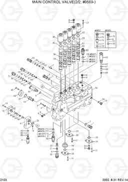 2103 MAIN CONTROL VALVE(2/2, #0569-) R180LC-3, Hyundai