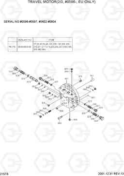 2157B TRAVEL MOTOR(2/3, #0596-, EU ONLY) R180LC-3, Hyundai