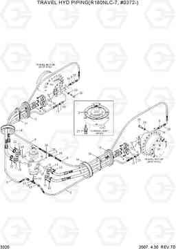 3320 TRAVEL HYD PIPING(R180NLC-7, #0372-) R180LC-7, Hyundai