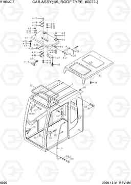 6025 CAB ASSY(1/6, ROOF TYPE, #0032-) R180LC-7, Hyundai