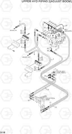 3116 UPPER HYD PIPING 2(ADJUST BOOM) R180LC-7A, Hyundai