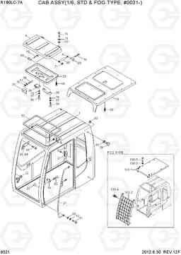 6021 CAB ASSY(1/6, STD & FOG TYPE, #0031-) R180LC-7A, Hyundai