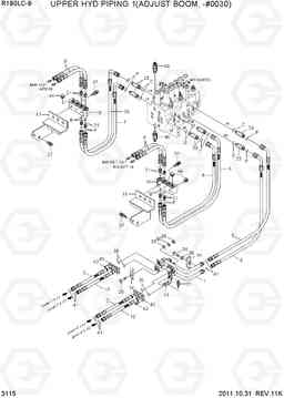 3115 UPPER HYD PIPING 1(ADJUST BOOM, -#0030) R180LC-9, Hyundai