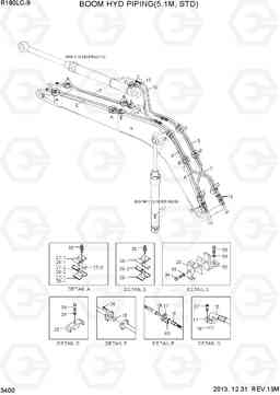 3400 BOOM HYD PIPING(5.1M, STD) R180LC-9, Hyundai