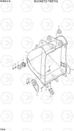 7410 BUCKET(3 TEETH) R180LC-9, Hyundai