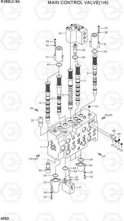 4050 MAIN CONTROL VALVE(1/4) R180LC-9A, Hyundai