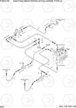 3642 S/ACTING MAIN PIPING KIT(CLUSTER TYPE 2) R180LC-9S, Hyundai