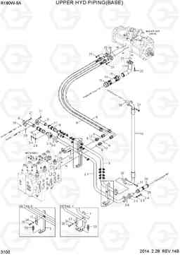 3100 UPPER HYD PIPING(BASE) R180W-9A, Hyundai