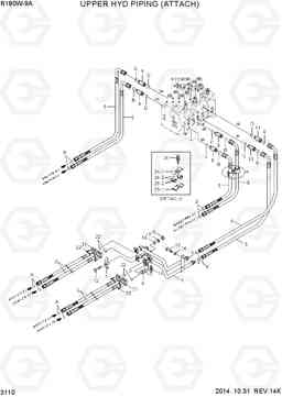 3110 UPPER HYD PIPING (ATTACH) R180W-9A, Hyundai