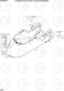 3450 LOWER HYD PIPING 1(4-OUTRIGGER) R180W-9A, Hyundai