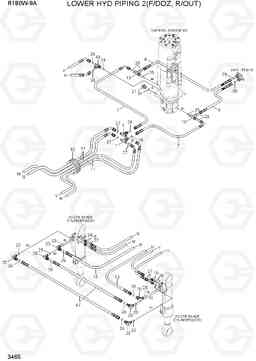 3465 LOWER HYD PIPING 2(F/DOZ, R/OUT) R180W-9A, Hyundai