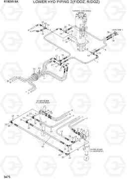 3475 LOWER HYD PIPING 2(F/DOZ, R/DOZ) R180W-9A, Hyundai