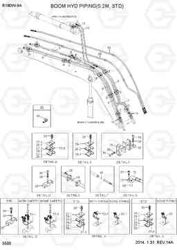 3500 BOOM HYD PIPING(5.2M, STD) R180W-9A, Hyundai