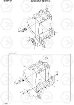 7400 BUCKET(5 TEETH) R180W-9A, Hyundai