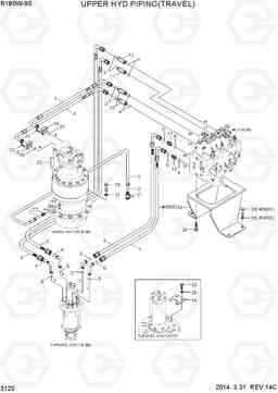 3120 UPPER HYD PIPING(TRAVEL) R180W-9S, Hyundai